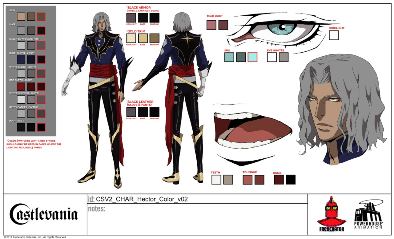 Castlevania director Sam Deats was kind enough to post this Hector model sheet over…