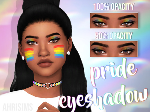 ahri-sims:
â€œ PRIDE EYESHADOW
â€¢ custom thumbnail
â€¢ 2 swatches, 100% opacity and 50% opacity
â€¢ bgc
â€¢ works with all skins
DOWNLOAD AT MY BLOGSPOT
â€