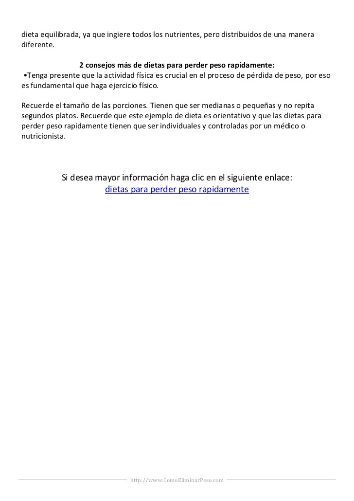 perdida de peso controladas