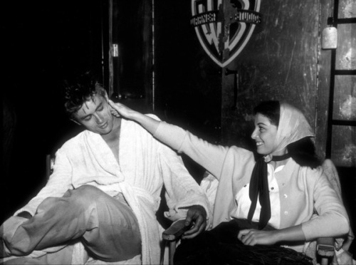 jamesmarilyndeanmonroe:James Dean with Pier Angeli on the set of...