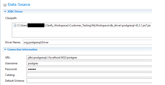 Cleo Clarify Data Source set-up for Postgre