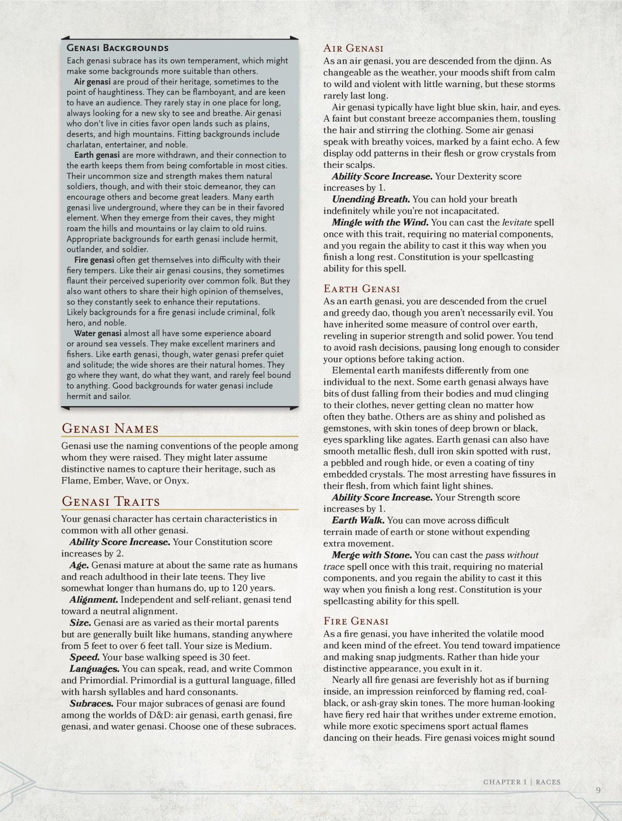 DnD 5e Homebrew — Elemental Evil Races Source: https://goo.gl/RqDYNO