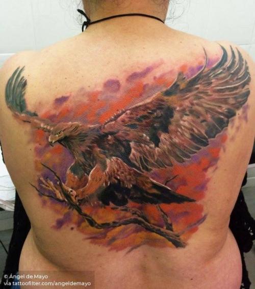 By Ángel de Mayo, done at Ángel de Mayo Tattoo, Alcalá de... angeldemayo;backpiece;animal;huge;eagle;bird;facebook;realistic;twitter