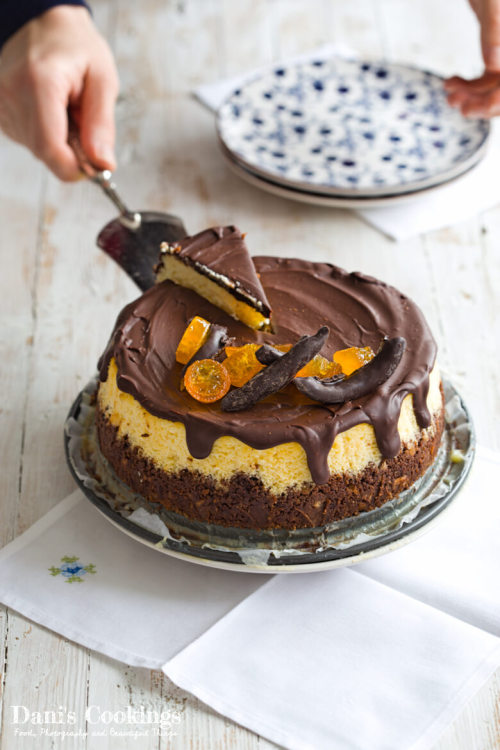 fullcravings:Orange Cheesecake with Chocolate Glaze