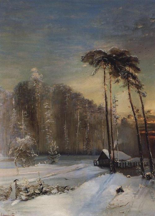 artist-savrasov:Forest in the frost, 1890, Aleksey...