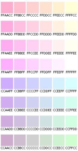 Pastel Colors Hex Code List