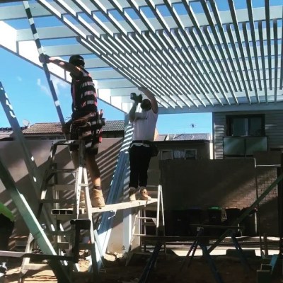 #kamermanhouse house nearing completion, painters undercoating, kitchen Install next week so time to move outside and whip up this awesome carport/entertaining area