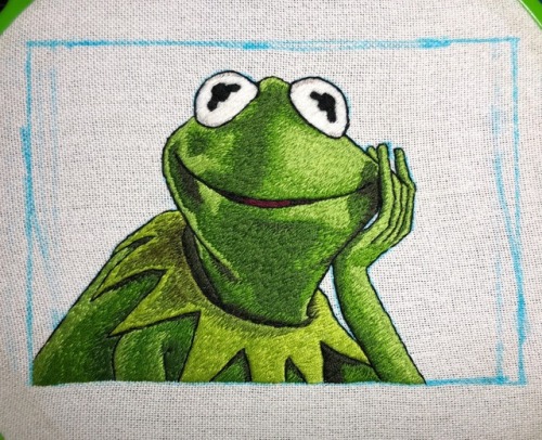 irishbirdyneedleworks:Kermit is done! *insert Kermit flailing...