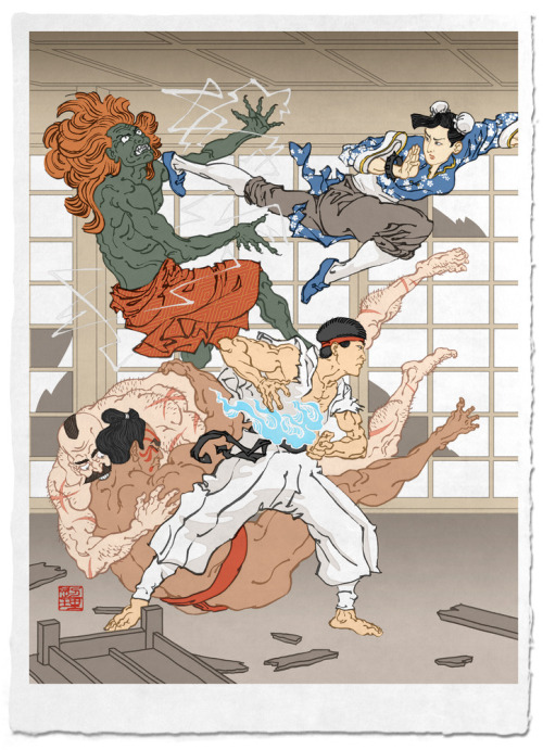 wilwheaton:izrablack:Ukiyo-E Heroes (Illustrations by Jed...