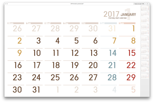 2017年月曜始まりカレンダー作りました Toshiboo S Blog