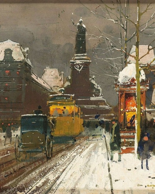 Édouard Leon Cortès (1882 - 1969): Place de la République, oil...