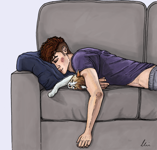 sabethashades:Neil and King Fluffkins - after practice naps 