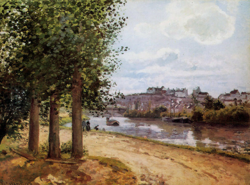 artist-pissarro:Pontoise banks of the Oise, 1872, Camille...