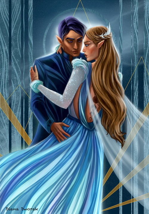 dianulala:Feyre and Rhys Starlight painting I did a few months...