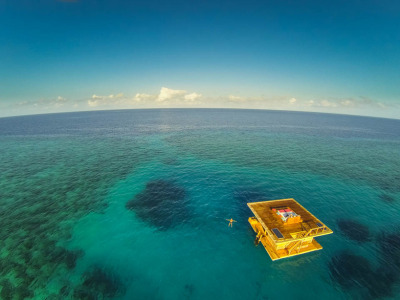 travelingcolors:<br /><br />Manta Resorts Underwater Hotel Room opens in Pemba Island | Tanzania  (by Genberg Underwater Hotels  - photos byJesper Anhede)<br /><br />Situated off the eastern coast of Africa by Pemba Island, a private floating island at the Manta Resort provides guests with an all-inclusive hotel room submerged four meters below the surface of the ocean. Designed by Swedish company Genberg Underwater Hotels, each of the three levels that make up the buoyant building has its own unique view: a rooftop terrace for sun bathing in the day and star gazing at night, a landing deck at sea level equipped with a lounge and restroom, and an underwater hotel room below surrounded by panes of glass for a 360 degree marine panorama. <br /><br />