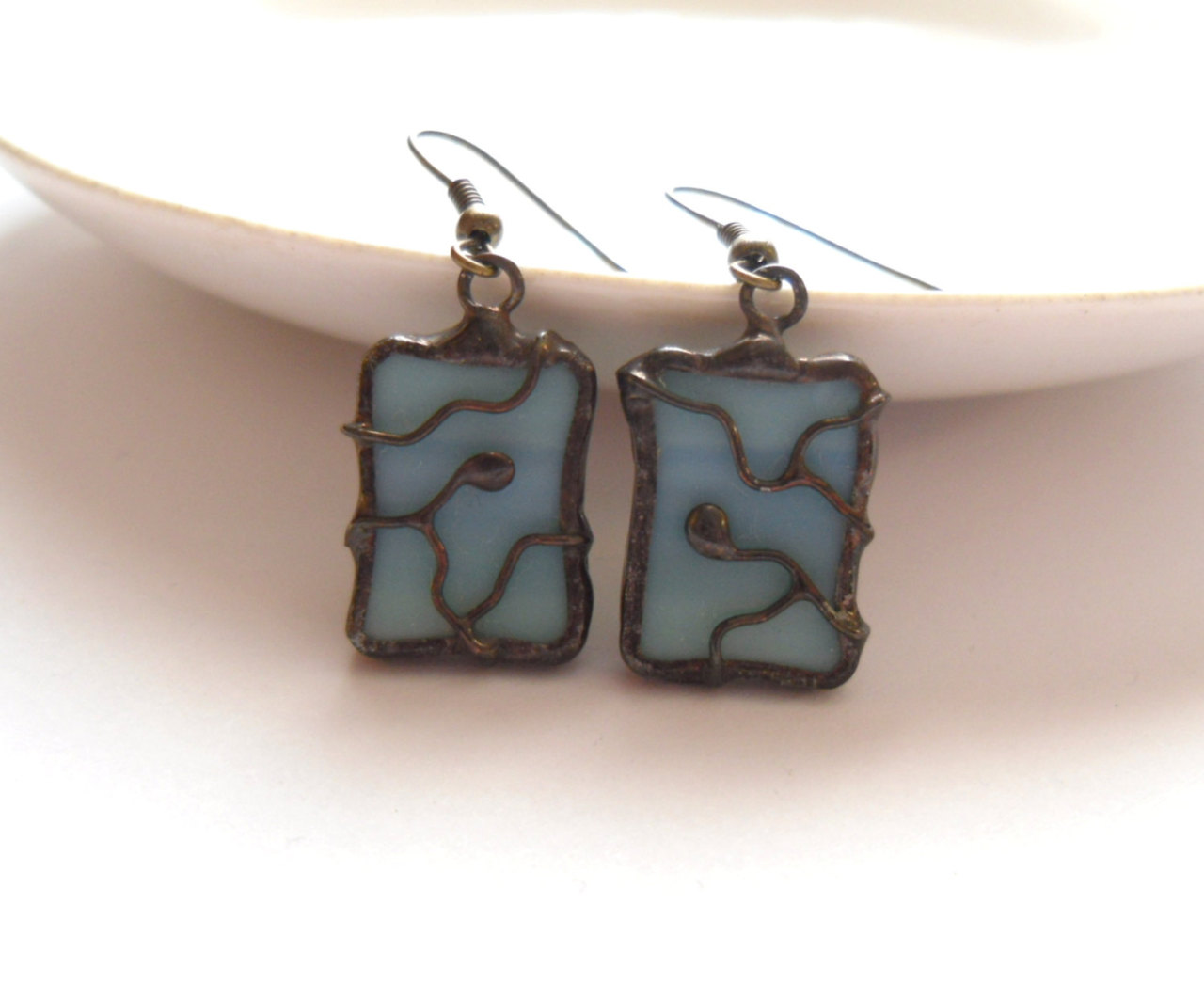 artemisfantasy: Stained glass earrings, copper...