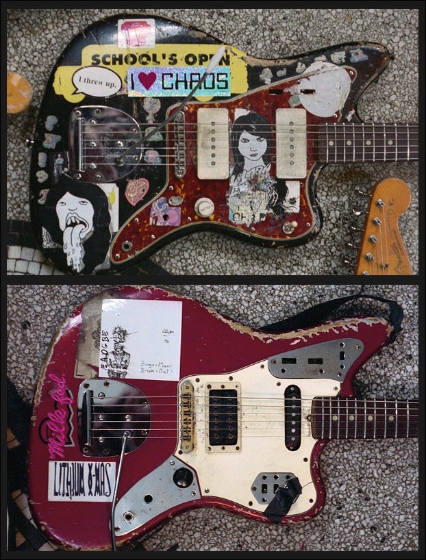 sadejude:
“ Thurston Moore’s ‘61 Fender Jazzmaster
Kim Gordon’s ‘66 Fender Jaguar
”