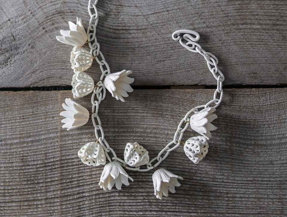 umla — siideways: Antique Celluloid Flower Necklace...