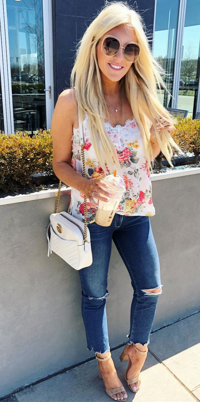 50+ Cozy Outfit Ideas You Need - #Style, #Dress, #Outfitideas, #Fashionblogger, #Streetstyle Loving this sunshine you guys Ialso loving this less than $17.00 floral lace tank It comes in lots of other color/pattern options and is sooo cute on its own or as a layering piece! Also... these cork heels are my favorite totheysuper comfy (for heels and go with everything and anything!!! Shop my exact look by following me on the  App OR use the link in my profile:  