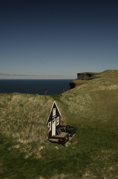 cabinporn:Icelandic earth house at Drangey Cliff. One of the...