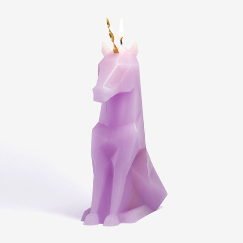 snootyfoxfashion:Unicorn Pyropet Candle from Firebox