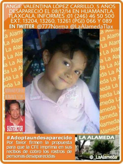 laalameda:#Tebuscamos Angie Valentina López Carrillo, 5 años,...