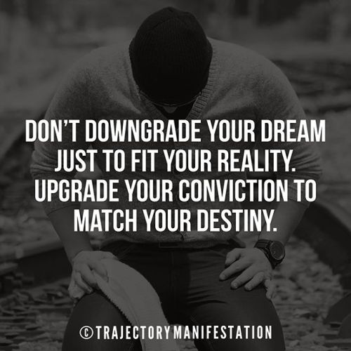 Don’t downgrade your dream just to fit your reality....