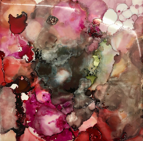 paint alcohol metalic tile reflective abstract art painting fine arts conceptual dried drying watercolor colors sva