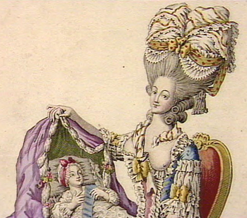 Detail from an engraving of Marie Antoinette and the dauphin, Louis Joseph.
[source: French Revolution Digital Archive]