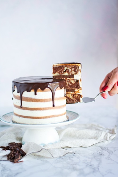 fullcravings:Zebra Marble Layer Cake