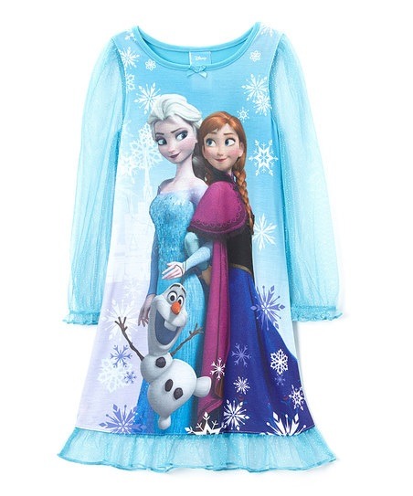 6 Disney Frozen Princess Anna Elsa Long Sleeve Sparkly Blue Nightgown 6X