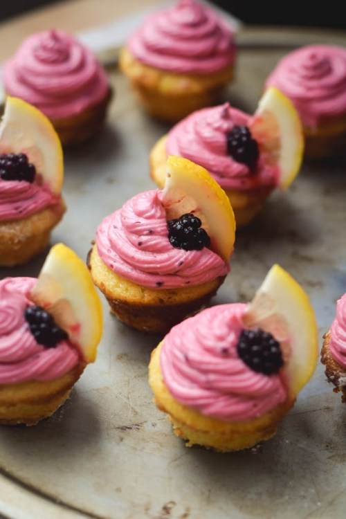 hoardingrecipes:Blackberry Lemonade Mini Cupcakes