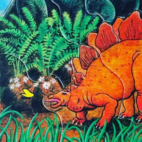 I love the stegosaurus trying to catch a butterfly with his...