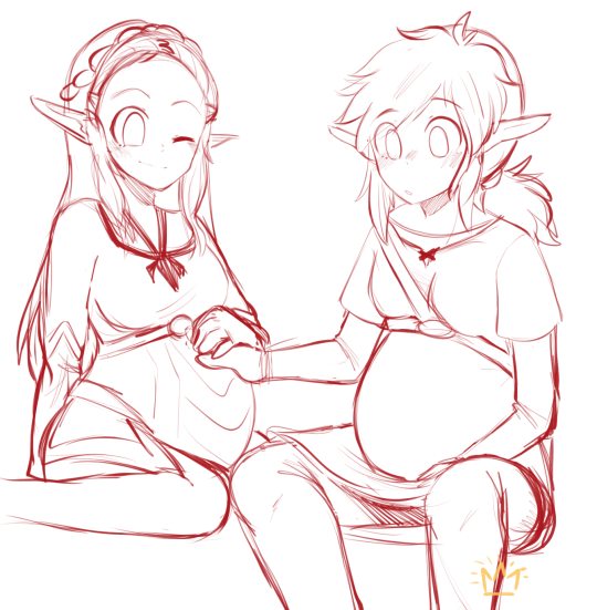 How about heavily pregnant Zelda and Link? 