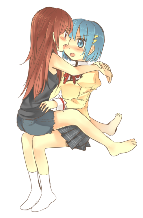Anime girl sitting on lap