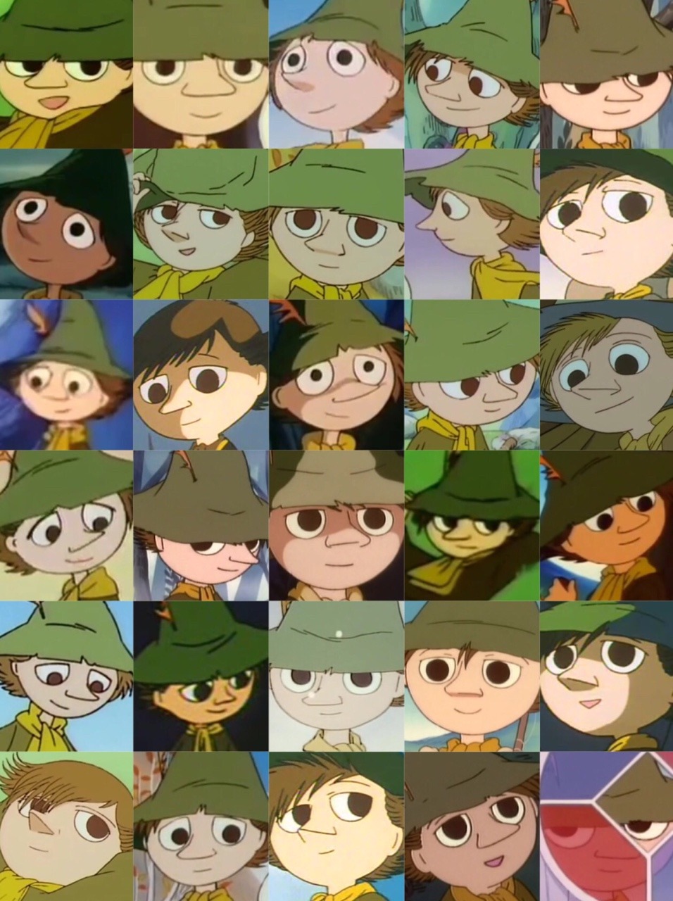 i made this compilation of all the faces snufkin has made looking at moomin
feel free 2 use as wallpaper to remind you love exists