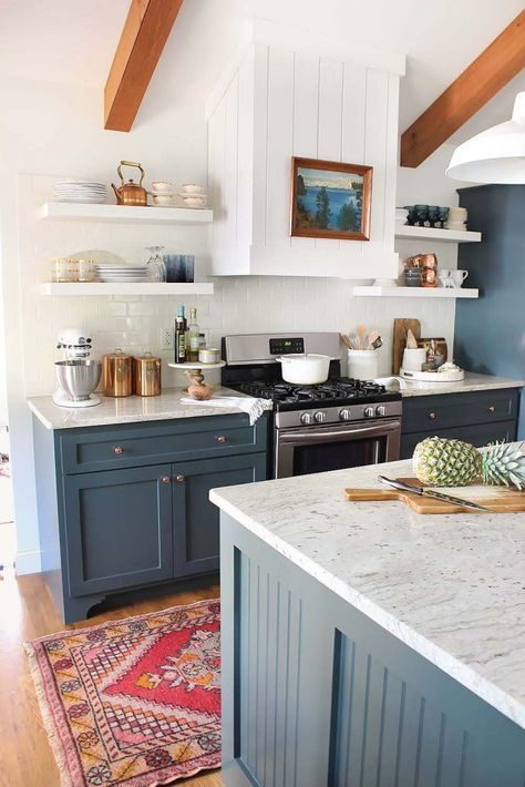 Nicest Interiors Modern Farmhouse Kitchen Reveal Blue Cabinets