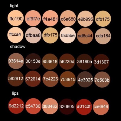 Skin Color Hex Chart