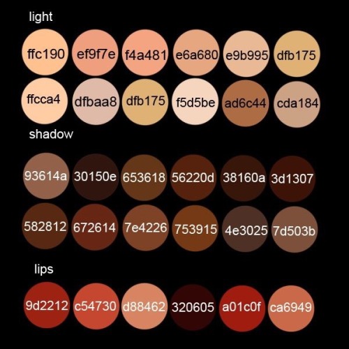 Skin Tone Color Code : Human skin tone color palette HEX, RGB codes