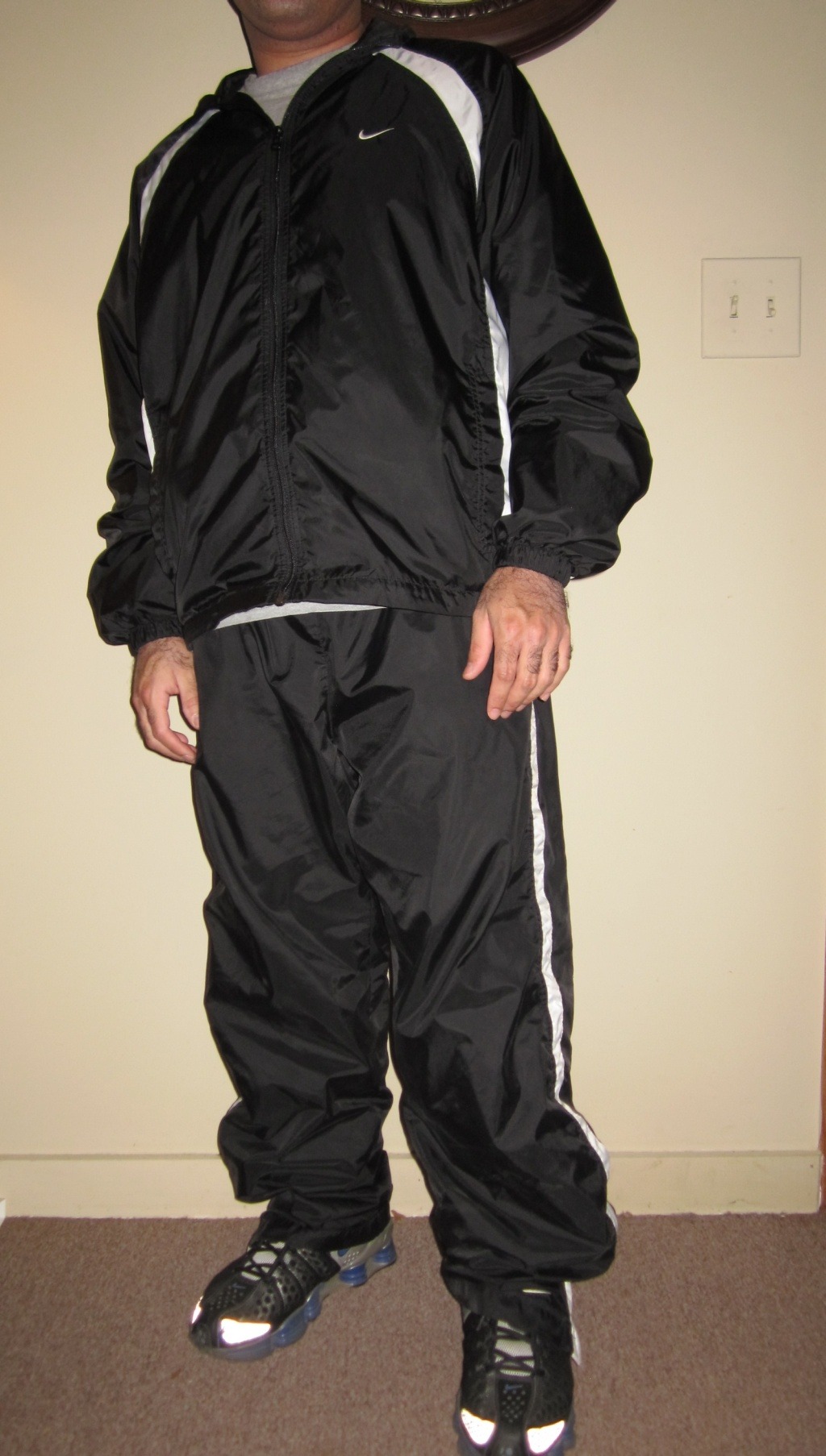 black nylon tracksuit