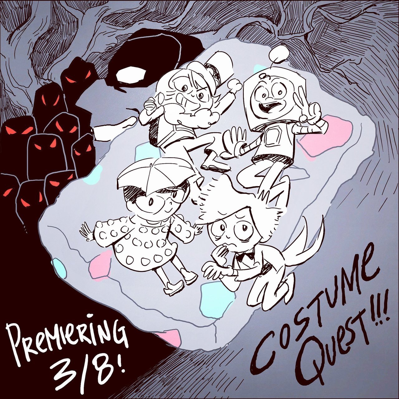 Costume Quest promo art by show storyboard artist Yujin Lee. Thank you, Yujin!