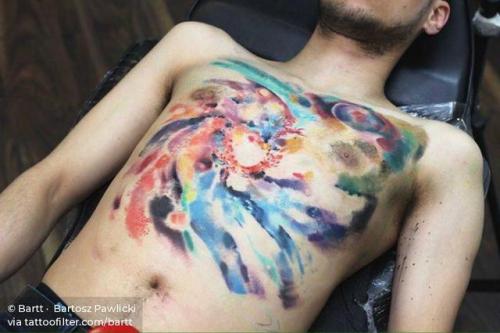 By Bartt ·  Bartosz Pawlicki, done at Cross The Line Tattoo,... abstract;astronomy;torso;bartt;huge;contemporary;watercolor;galaxy;facebook;twitter;expressionist