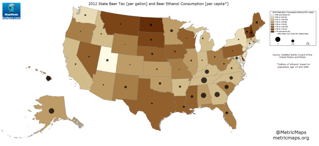 2012 Us Beer Consumption And Tax Rates Maps On The Web