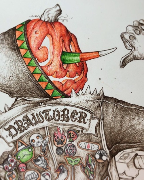 vonnart:Day 1/31 - “Pumpkinhead”Medium - Color Ball Point...