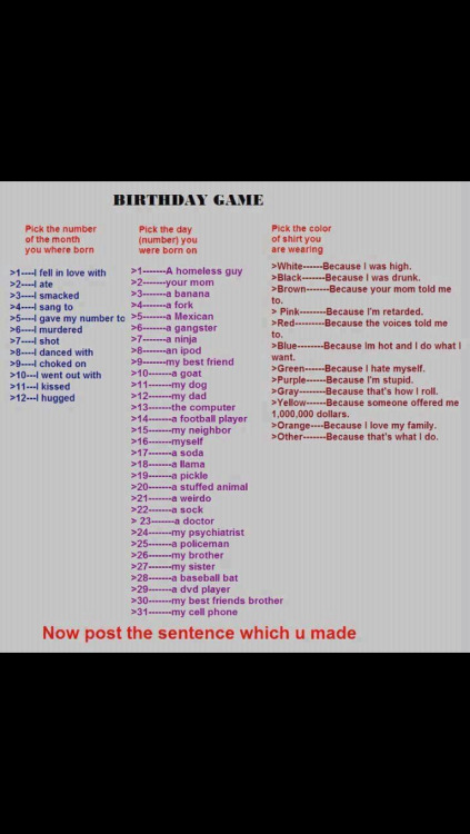 Mine wasI danced with a goat because that’s how I roll.