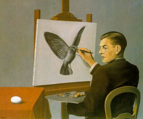 artist-magritte:Clairvoyance (Self Portrait)Medium:...