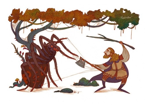 norloth:This time, Nori is fighting a giant spider.