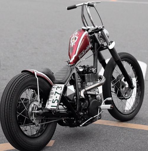 custom built old style yamaha chopper motorcycle
