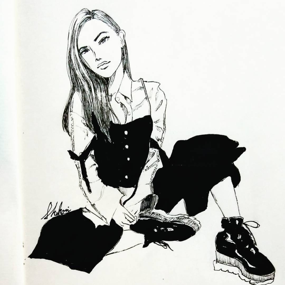 Shihori Okiai My Favorite Model Inktober Illustration Pen