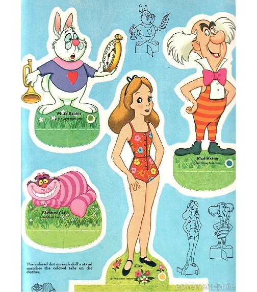 alice in wonderland paper dolls